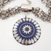 Colar Tibetano Caquinho Cerâmica Azul 3 Voltas Elo Português-145