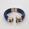 Pulseira Tibetana Rígidas Fechada Azul Detalhe Prateado