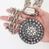 Conjunto Tibetano Prateado Pulseira + Colar Caquinho Cerâmica Branca