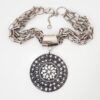 Conjunto Tibetano Prateado Pulseira + Colar Caquinho Cerâmica Branca