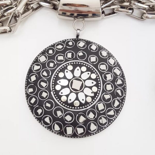 Colar Tibetano Caquinho Cerâmica Branca 4 Voltas Elo Retangular-24