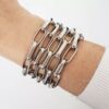 Conjunto Tibetano Prateado Pulseira + Colar Caquinho Cerâmica Branca