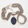 Conjunto Combinado Pulseira + Colar Pedra Ágata Azul Elo Grumet-98