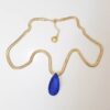 Conjunto Combinado Pedra Azul Safira Banho Ouro 2 Colares + Brincos