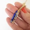 Conjunto Combinado Pedra Azul Safira Banho Ouro 2 Colares + Brincos