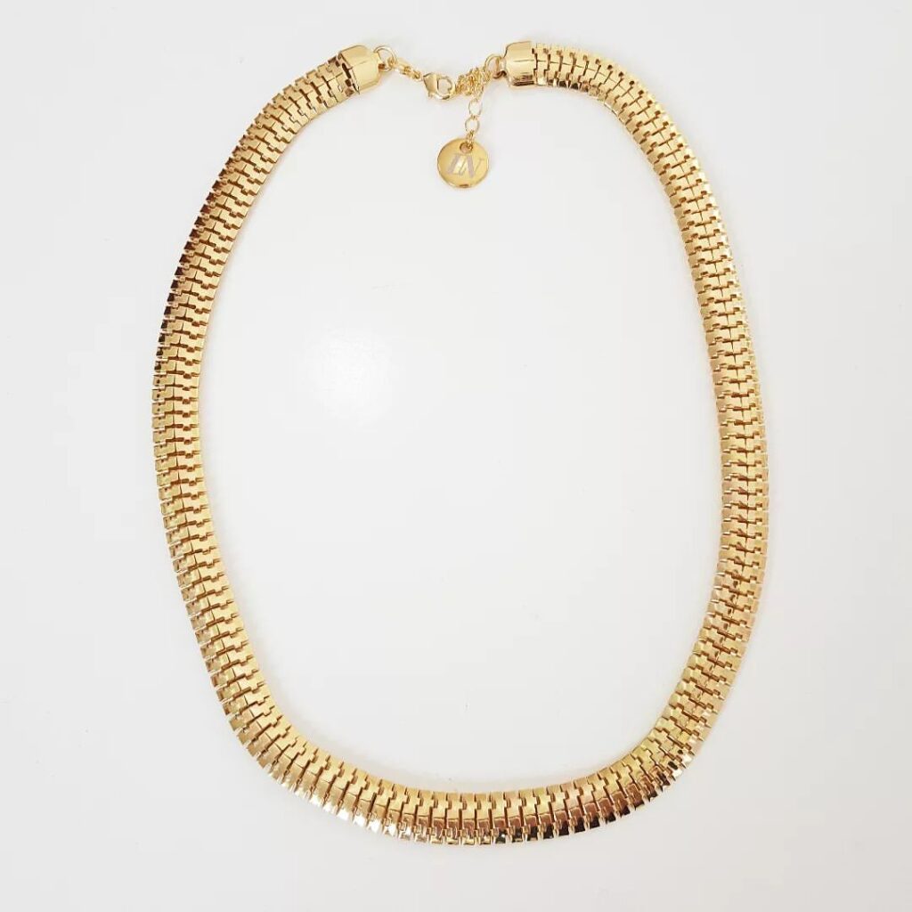 Colar Choker Malha 8mm Banhado a Ouro 18k