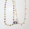 Conjunto Sobreposição Combinada 2 Colares Pedras Coloridas Banho Ouro