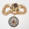 Conjunto Tibetano Pulseira Osso + Colar Tibetano Caquinho Cerâmica Branca