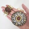 Conjunto Tibetano Pulseira Osso + Colar Tibetano Caquinho Cerâmica Branca