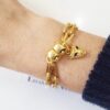 Conjunto 4 Pulseiras Femininas Banho Ouro Corrente Aço Onça