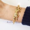 Conjunto 4 Pulseiras Femininas Banho Ouro Corrente Aço Onça