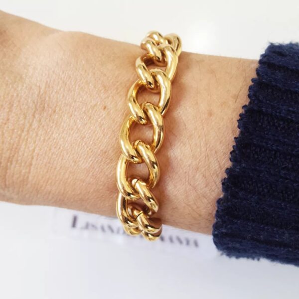 Conjunto 4 Pulseiras Femininas Banho Ouro Corrente Aço Onça