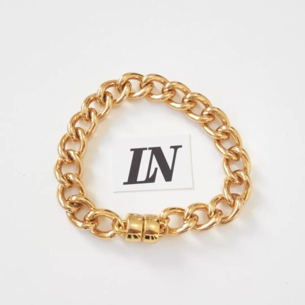 Conjunto 4 Pulseiras Femininas Banho Ouro Corrente Aço Onça