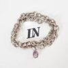 Conjunto Ametista Banho Prateado Elo Cadeado Colar + Pulseira + Anel