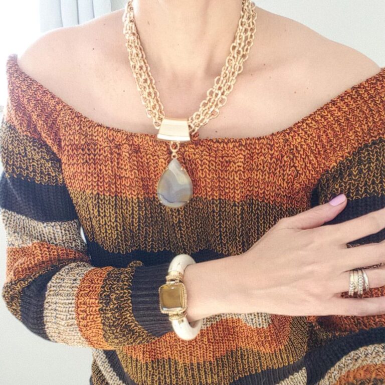 Conjunto Tibetano Pulseira Osso + Colar Ágata Mel Banho Ouro