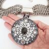 Conjunto Tibetano Prateado Pulseira + Colar Cerâmica Branca