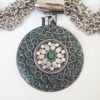 Colar Tibetano Caquinho Cerâmica Turquesa 4 Voltas Elo Cadeado