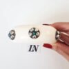 Pulseira Tibetana Branca Detalhes Prateado e Turquesa