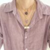 Colar Choker Drusa Ametista Lilás Banho Ouro Elo Meia Cana