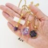 Conjunto 3 Colares Combinados Ametista Banho Ouro Elo Meia Cana
