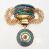 Conjunto Combinado Tibetano Turquesa Cerâmica Pulseira e Colar