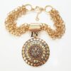 Colar Tibetano Caquinho Cerâmica Branca 4 Voltas Corrente Banho Ouro