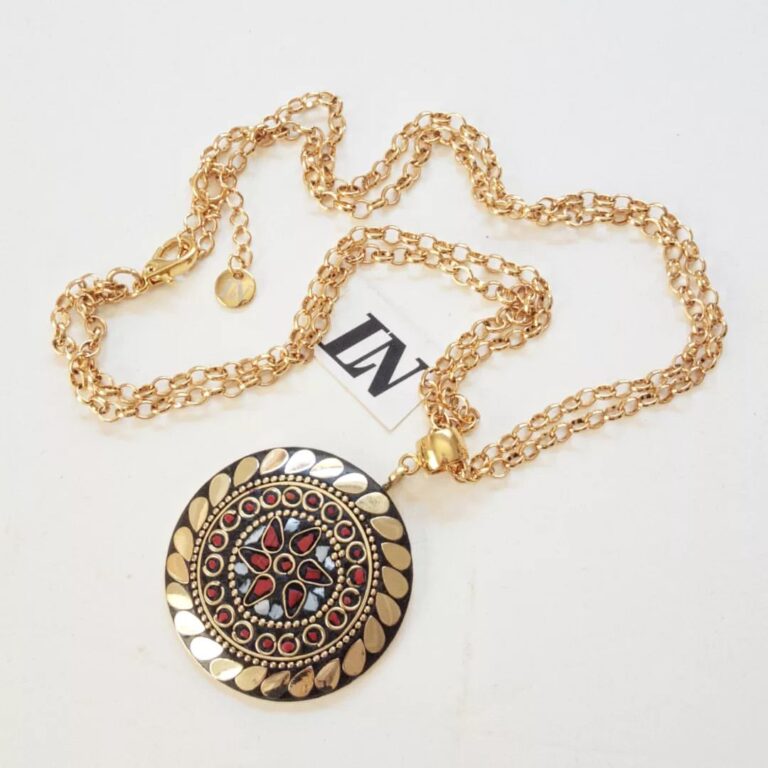 Colar Tibetano Redondo Caquinho Cerâmica Madre Pérola