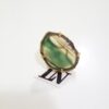 9913vd2 Anel Regulável Pedra Mineral Ágata Verde Banho Ouro