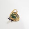9913vd3 Anel Regulável Pedra Mineral Ágata Verde Banho Ouro