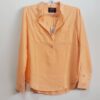 Camisa Feminina Tradicional Tencel Manga Longa Laranja Bolso Frontal