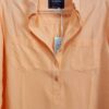 Camisa Feminina Tradicional Tencel Manga Longa Laranja Bolso Frontal