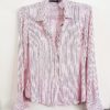 Camisa Feminina Viscose Manga Longa Tradicional Rosa c/ Listras