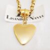 Colar Coração Chato Banho Ouro Corrente Aço Elo Português