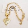Conjunto Coração Escrito Elo Português Banho Ouro Colar + Pulseira