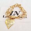 Conjunto Coração Escrito Elo Português Banho Ouro Colar + Pulseira