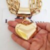 Conjunto Colar coração Geométrico + Pulseira Banho Ouro Elo Retangular-24