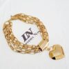 Conjunto Colar coração Geométrico + Pulseira Banho Ouro Elo Retangular-24