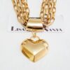 Conjunto Colar coração Geométrico + Pulseira Banho Ouro Elo Retangular-24