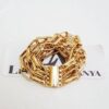 Pulseira 5 Voltas Banho Ouro Corrente Aço Elo Retangular-24