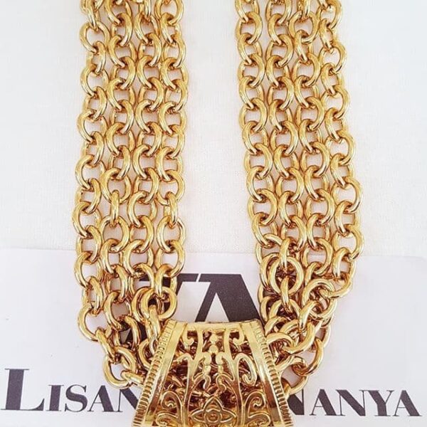 Colar Pedra Ágata Vermelha Trabalhada Corrente Aço Banho Ouro