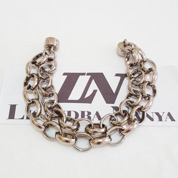 Pulseira Elo Português-145 2 Voltas Corrente Aço Banho Galvânico