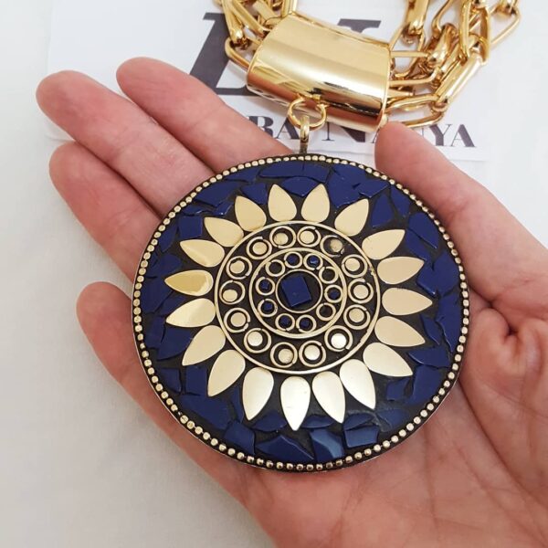 colar_tibetano_dourado_caquinho_azul_marinho_elo_retangular_24_4_voltas_8203_3_20200107135616 Colar Tibetano Cerâmica Azul 4 Voltas Corrente Aço Banho Ouro Elo Retangular-24