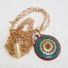 Conjunto Colar Tibetano Cerâmica Turquesa + Pulseira 7 Voltas Elo Português-23