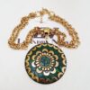Colar Tibetano Caquinho Verde Corrente Aço Elo Português-106