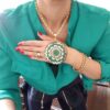 Colar Tibetano Caquinho Verde Corrente Aço Elo Português-106
