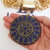 Colar Tibetano Caquinho Azul 4 Voltas Corrente Aço Elo Português-23