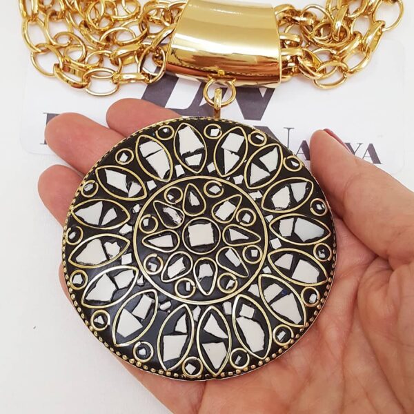 Colar Tibetano Cerâmica Branca 4 Voltas Corrente Aço Elo português-23