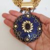Colar Tibetano Cerâmica Azul 8 Voltas Corrente Banho Ouro Elo Retangular-129