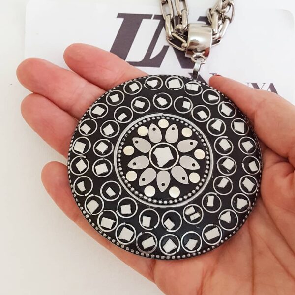 Conjunto Colar Tibetano Caquinho Branco + Pulseira Elo Retangular-129