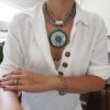 Conjunto Colar Tibetano Caquinho Turquesa + Pulseira Elo Cadeado-22